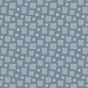 Textured Stripe Grid in Soft Indigo and Cream Small