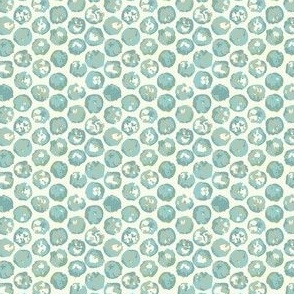 Teal, Blues on Cream textured circles