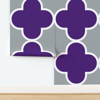 College Quatrefoil Purple and Gray Wallpaper