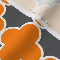 College Quatrefoil Orange and Gray Wallpaper