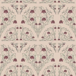 Art Decor Floral Pattern in Pink, Green, and Plum
