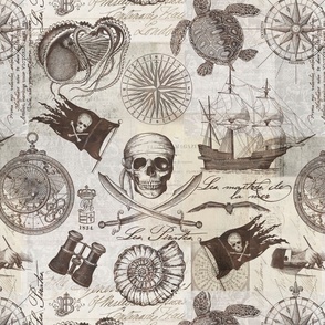 Pirates Of The Seven Seas Pattern Brown