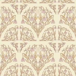 Art Decor Floral Pattern in Cream, Light Pink, and Soft Yellow Green