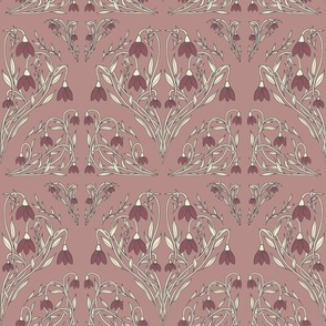 Art Decor Floral Pattern in Mauve, Light Green, and Plum
