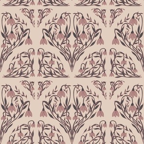 Art Decor Floral Pattern in Rose Pink and Plum
