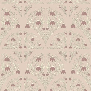 Art Decor Floral Pattern in Light Pink and Plum