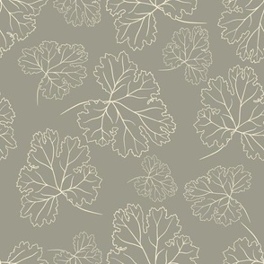 Vintage Modern Poppy Leaves in Grey and Warm Cream