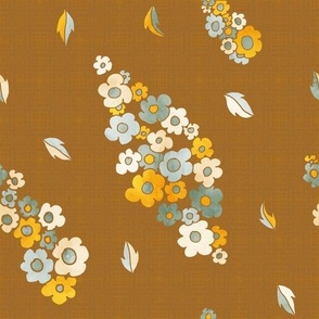 Little Flowers Pattern 2 Blue Mustard