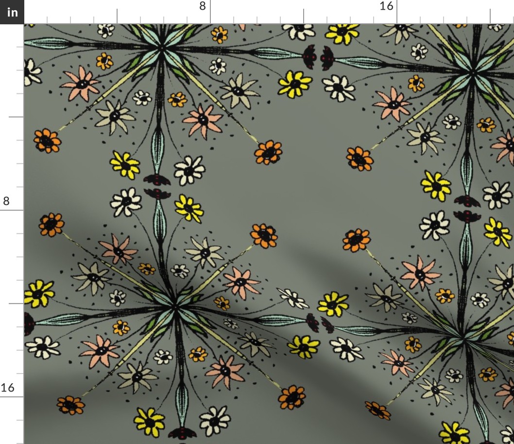 Floral geometry Dark Khaki (Medium)