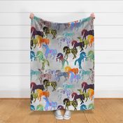 Thunder Horse Herd in Storm Clouds - Large 11" horses 