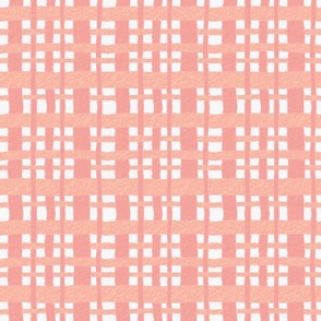 Peachy Pink Chalk Look Texture Basketweave - Large Scale