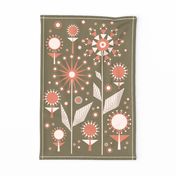 440 - Vintage tea towels and wallhanging in retro mid century starburst floral garden style-05
