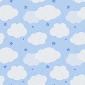 Dreamy Clouds and stars in blue