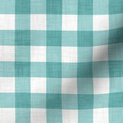 Faux Linen Gingham Ocean