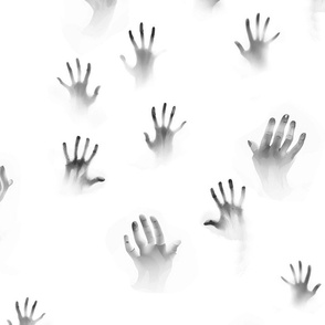 zombie hands, in the fog,