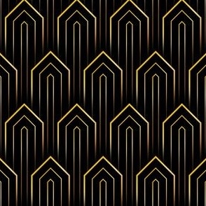 Art Deco Jewels in overlapping Black & Gold (gradient lines)