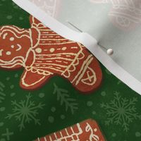  Gingerbread Cookies on Green | Christmas, Winter, Detailed, Holiday Baking, Icing