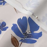 Blue Bronze Sunny Day Watercolor Florals