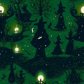 Witches Halloween Green