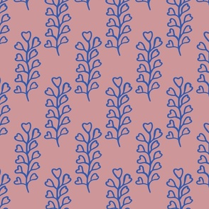 Heart leaves pattern | pink&blue 