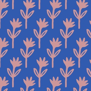 Minimalist flowers | silhouette flowers | blue&pink