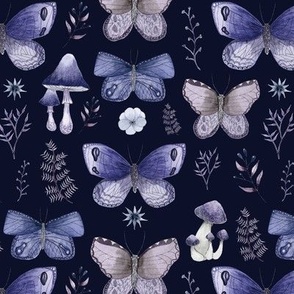 Watercolor Blue butterflies