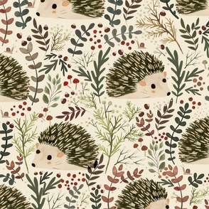 Autumn Forest Finds - Hedgehogs in beige L