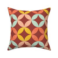 Pink Yellow Blue Brown Quilted Circles Harmony