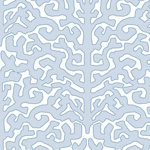 abstract coral/muted soft blue outlined/large