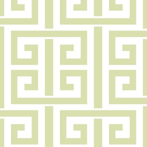 greek key/light spring green and pure white/large