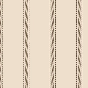 Ticking Stripe | Walnut Brown and Oat Cream | Farmhouse | Large - 4.8" Repeat/2.4" Stripe Width