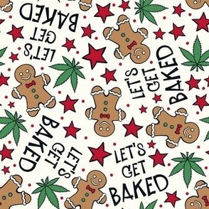 Medium Scale Let's Get Baked Cannabis Gingerbread Cookies on Ivory