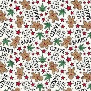 Small Scale Let's Get Baked Cannabis Gingerbread Cookies on Ivory