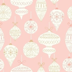 Holiday Christmas Ornaments-cream on pink