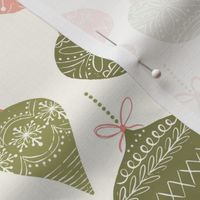 Holiday Christmas Ornaments-pink and green