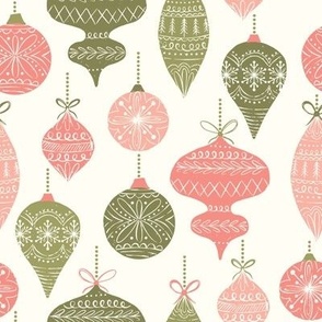 Holiday Christmas Ornaments-pink and green