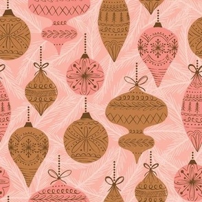 Holiday Christmas Ornaments-pink and brown