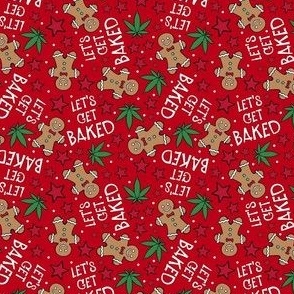 Small Scale Let's Get Baked Cannabis Gingerbread Cookies on Red