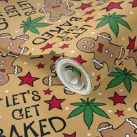 Large Scale Let's Get Baked Cannabis Gingerbread Cookies on Gold