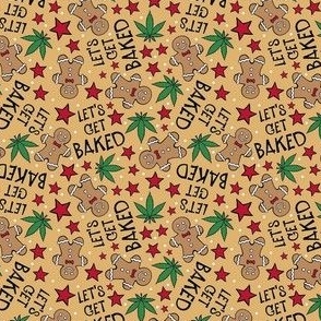 Small Scale Let's Get Baked Cannabis Gingerbread Cookies on Gold