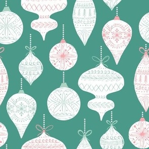Holiday Christmas Ornaments-pink and green