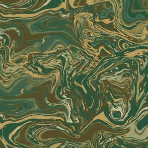 Nature Colors Wilderness Print in Alcohol Ink Green Gold Browns 