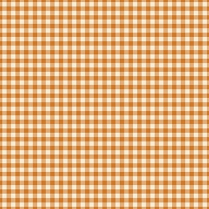  Geometry in Love Gingham - yellow ochre - XS extra small tiny scale - burnt orange sienna buffalo check plaid