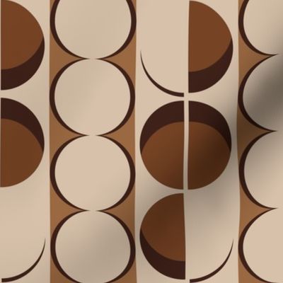 Cool Mid Century Boho Retro Circle Shapes, Modern Mother Nature Earthy Brown Tones (Medium Scale)