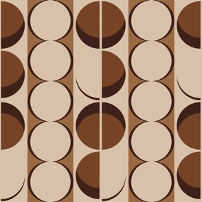 Cool Mid Century Boho Retro Circle Shapes, Modern Mother Nature Earthy Brown Tones (Medium Scale)