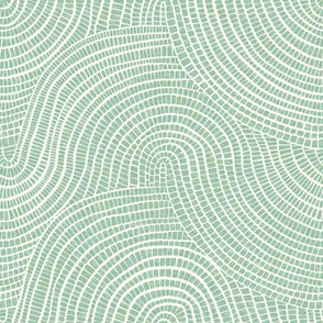 Watercolor green wave tiles for coastal wallpaper, bedding and home interiors