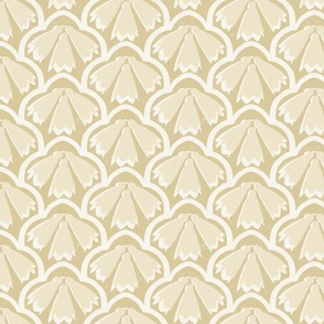 Mustard and bone block print floral clivias for wallpaper, cushions and home interiors
