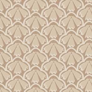 Beige and latte block print floral clivias for wallpaper, cushions and home interiors