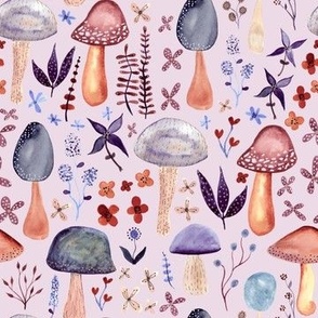 Watercolor mushrooms heather