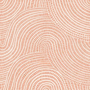 Large // Terracotta orange watercolor wave tiles for coastal wallpaper